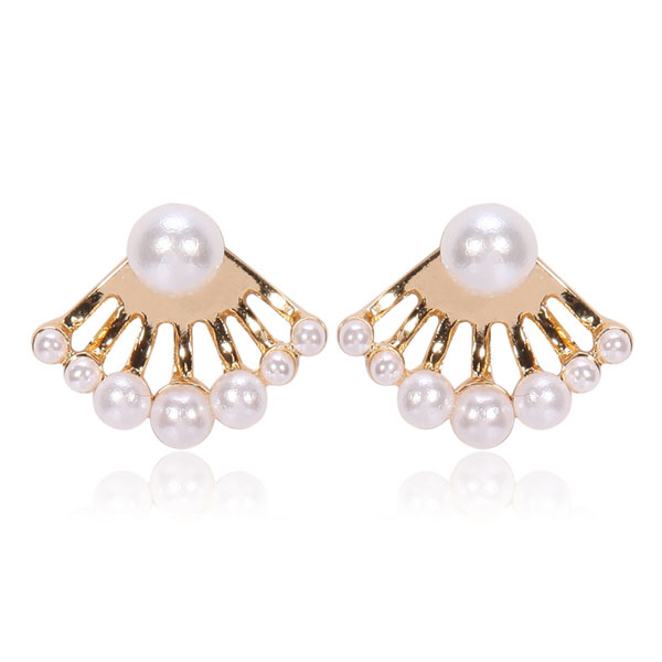 Elegant Ivory Pearls Array Ear Jackets